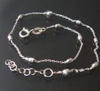 Fußkette 1,2mm Ankerkette 925 Silber 23-26cm Perlen facettiert Kettchen Fuß FK14512-26