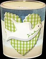 Windlicht+Teelicht 6x6cm Für Dich Zur Kommunion Taube