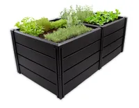 KHW Erweiterbares Hochbeet Demeter "XL". Inhalt: 672 Liter.  Hochwertiger recycelter UV-beständiger Kunststoff, stabil und wetterbeständig. Anthrazit.