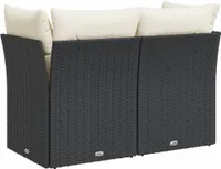 vidaXL Gartensofa mit Kissen 2-Sitzer Schwarz Poly Rattan