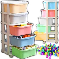 Kinderregal mit Spielzeugaufbewahrung – Mehrfarbig, 5 Aufbewahrungsboxen, Stabil & leicht, Spielzeug regal für Kinderzimmer & Kindergarten Retoo