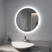 EMKE LED koupelnové zrcadlo 70 cm koupelnové zrcadlo s osvětlením 3 světla barevné světlo zrcadlo koupelnové zrcadlo kulaté nástěnné zrcadlo s dotykovým spínačem IP44 energeticky úsporné nastavitelné světlo zrcadlo