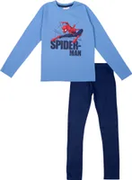 Marvel Spider-Man Schlafanzug für Jungen Kinder Pyjama Set Langarm Oberteil mit Hose Blau/Schwarz, Größe:134-140