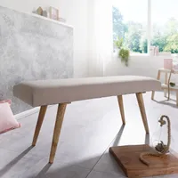 Salim / lavička z masívu béžová 117x51x38 cm v retro štýle | Wohnling