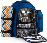 CampFeuer Picknickrucksack 32-teilig, Picknickset für 4 Personen, Blau, Freizeitrucksack