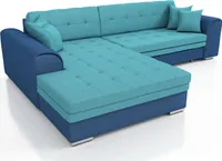 Couchgarnitur SARRA Blau- Türkis mit Schlaffunktion Ottomane Links