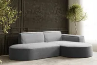 Sofa w kształcie L MODENA narożnik tkanina Poso szary prawy