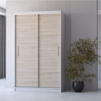 Schiebetürenschrank Kleiderschrank Schrank Schwebetürenschrank 120cm Weiß/Sonoma Eiche Neomi 06