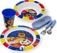 Kindergeschirr Set Paw Patrol - Kinder Geschirr Set mit Teller, Schüssel, Becher & Besteck - Geschirrset für Jungen & Mädchen - BPA frei
