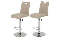 2er Set Barhocker Miranda - Kunstleder Cappuccino - Trompetengestell verchromt - höhenverstellbar - 360° drehbar