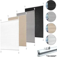 Plissee Faltrollo Jalousie Klemmfix ohne Bohren Alu Profil blickdicht Rollo anthrazit 35cm 70 - 100cm