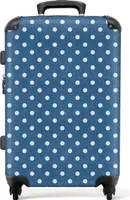 NoBoringSuitcases.com Tvrdý kufor strednej veľkosti 67x43x25 cm, 72L, potlač pre ženy: Modrá, biela - bodky, cestovný kufor so 4 kolieskami