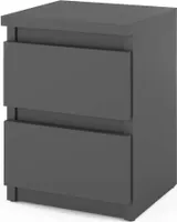 STIV Möbel | Nachttisch - Nachtschrank mit 2 Schubladen - Anthrazit Grau H40cm B30cm T30cm