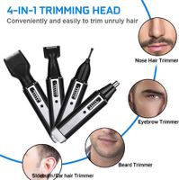 Nasenhaarschneider für Männer,4 in 1 USB wiederaufladbarer Ohr- und Nasenhaarschneider für Männer Professioneller schmerzloser Nasenhaarentferner,Nasentrimmer (Schwarz)