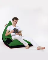 Hanah Home, Pyramid Large Double Color Bed Pouf - Green, Outdoor Sitzsäcke, Grün, Polyester, 90 x 35 x 145 x  cm