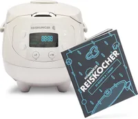 REISHUNGER Digitaler Reiskocher klein, grau inkl. Reishunger Reiskocher Kochbuch- 0,6 L bis 3 Personen - Warmhaltefunktion, Timer & Premium Topf