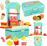 Dětská kuchyňka v kufříku fast food hamburgerová sada zmrzlina hranolky 55cm