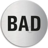 Schild Türschild Bad | Edelstahl selbstklebend Ø 60 mm