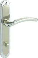 DOMINO Türgriff 78 Drückergarnitur WC - Badezimmer Set | Links & Rechts Türbeschlag für WC/Badezimmertüren | L-Form | Türbeschläge aus Aluminium | Chrom/Nickel  Türdrückergarnitur | SHARON ECO M6/M9