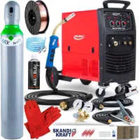 Mega MIG 330 - Schutzgasschweißgerät 400V 330A mit 4-Rollen Drahtvorschub und Fahrgestell - MIG MAG, MMA und Lötschweißen - Set Professional