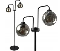Stehleuchte mit 2 Lichtquellen, Glasschirme, LED, 2x E27
