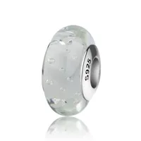 PANDACHARMS Weiße Luftblasen Glas Charm, 925er Sterling Silber, passt zu Pandora