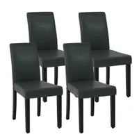 4er-Set Esszimmerstuhl MCW-J99, Küchenstuhl Stuhl Polsterstuhl, Holz Kunstleder  grau, schwarze Beine