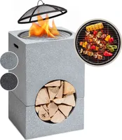 Blumfeldt Feuerschale, Tragbare Feuerstelle Outdoor, Feuerschalen für den Garten, Terrasse & Camping, Feuerschale mit Grillrost & Holzlagerfach, Sichere Stahlschale, Feuerstelle 50 x 75 x 50 cm