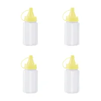 4Pcs 30ml Squeeze Flasche aus Kunststoff, Quetschflasche Aufbewahrungsbehälter für Ketchup Senf Mayo Soßen Olivenöl, Saucenflasche für Home & Restaurant(Gelb)