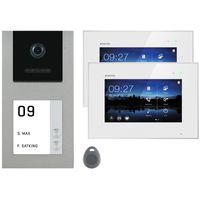 Balter EVO-AP Silber Video Türsprechanlage 7" Touchscreen RFID 2-Draht BUS Set für 2 Familienhaus