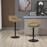 STILVORA Barstühle 2er-Set Barhocker–Esszimmerstuhl Höhenverstellbare Relaxsessel mit Rückenlehne und Fußstütze, Grün