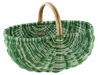 Kobolo Einkaufskorb geflochten Korb Rattankorb - multicolor grün - 50x35x23 cm - Autokorb Picknickkorb Einkaufstasche Fahrradkorb verschiedene Farben