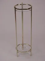 Metall Blumenständer, Messingfarben, mit 2 Glasplatten, Höhe 86 cm
