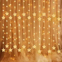 Spiegellichterkette, 80 Sterne, 144 LEDs, 2 m x 1,5 m verbinderbarer Sternenvorhang mit 8 Modi, Fernbedienung, Fensterlichter für Weihnachtsbeleuchtung und Fensterdekoration.
