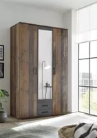 Chicago Kleiderschrank 3-türig 120 cm Old Style Dunkel / Betonoxid