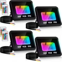 Jopassy 30W RGB fluter mit Fernbedienung RGB LED Strahler RGB LED Außenstrahler IP66 Wasserdicht 4 Stück