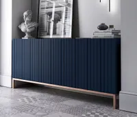 Komoda RTV Glamour Szafka RTV Granatowy MAT 168 cm Rama Metalowa