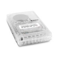 auna ClearTech portabler Kassettenrekorder Diktiergerät Tape Recorder , Mikrofon , Batteriebetrieb / Netzbetrieb , USB , integrierte Lautsprecher , Kopfhörer-Anschluss , Mikrofon-In , transparent