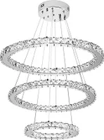 TRMLBE 72W Luxus Modernen Kristall Anhänger Kronleuchter Pendelleuchte Führte Deckenleuchte mit zwei Ring (72W Dimmbar)