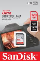 Sandisk SDXC-Card 128GB, Ultra, Class 10, UHS-I (R) 120MB/s, Retail-Blister