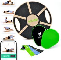 Vesta+ Balance Board Holz + Fitness App, Balanceboard aus nachhaltigem Eichenholz - Der Balance Board  für das Plus in Deinem Workout, Wackelbrett Balance Board Erwachsene Therapiekreisel.