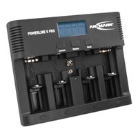 ANSMANN Powerline 5 Pro Akku-Ladegerät mit LCD-Display für AAA/AA/C/D/9V/USB