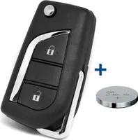 Klapp Schlüssel Gehäuse Funkschlüssel Fernbedienung Autoschlüssel Rohling + Batterie kompatibel mit Toyota/Citroen/Peugeot