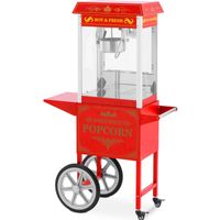 Royal Catering Popcornmaschine mit Wagen - Retro-Design - 150 / 180 °C - rot - Royal Catering