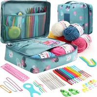 Häkelnadel Set, Ergonomisch Häckelnadelnset 59 Stück Häkelset für Anfänger, Soft Gummi Comfort Grip Crochet Set Beinhaltet tragbaren Tasche（Grün）