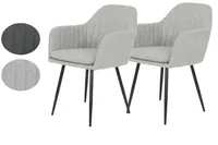 2er Set Armlehnen Stuhl Mila II-Webstoff Grau-Metallgestell Schwarz