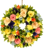 Frühlingskranz aus Holzblumen Ø30 cm