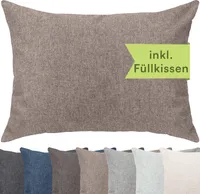 Selfitex Dekokissen XXL 60x80 inkl. Füllkissen kuschelweiches Lesekissen, Rückenkissen, Sofakissen,für Couch, Bett oder als Polster jeglicher Art, Farbe: Hellbraun