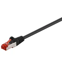 Goobay 95468 Kabel krosowy CAT 6, S/FTP (PiMF), czarny, 0,5 m - mieszanka miedzi CCA