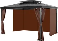 Zasłona do altany VEVOR 281x341x214 cm, 4-częściowe ściany boczne z zamkiem błyskawicznym, zasłona przeciwsłoneczna alternatywna dla zadaszenia patio, tylko zasłona, brązowy